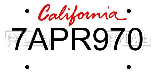 7APR970 California License Plate