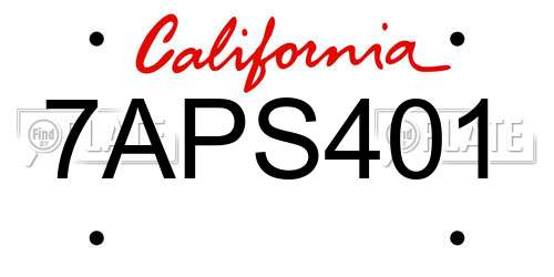 7APS401 California License Plate