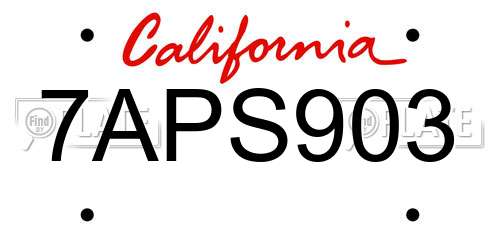 7APS903 California License Plate