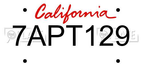 7APT129 California License Plate