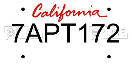 7APT172 California License Plate