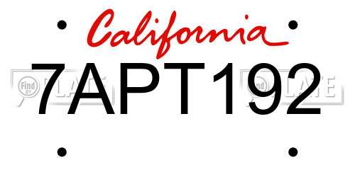 7APT192 California License Plate