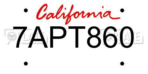 7APT860 California License Plate