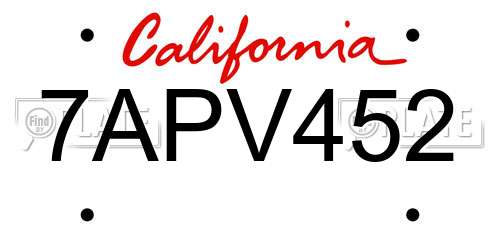 7APV452 California License Plate