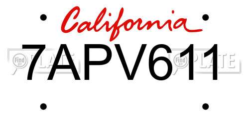 7APV611 California License Plate