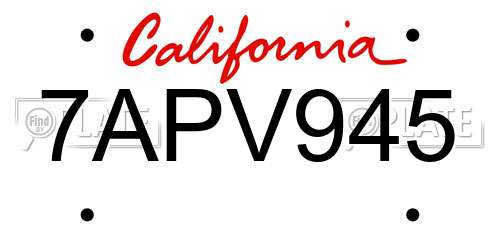 7APV945 California License Plate