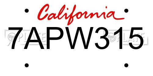 7APW315 California License Plate