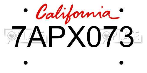 7APX073 California License Plate