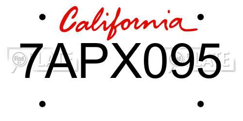 7APX095 California License Plate