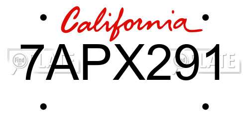 7APX291 California License Plate
