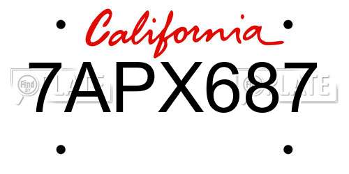 7APX687 California License Plate