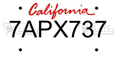 7APX737 California License Plate
