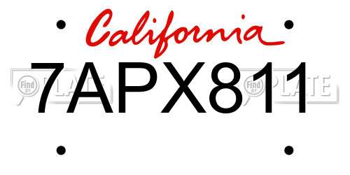 7APX811 California License Plate