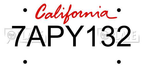 7APY132 California License Plate