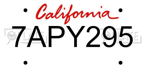 7APY295 California License Plate