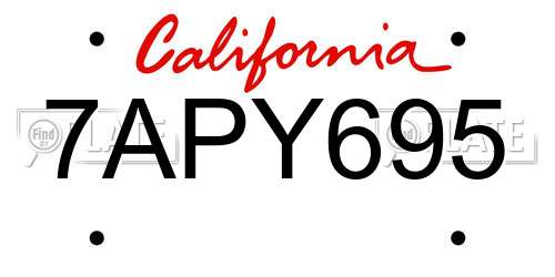 7APY695 California License Plate