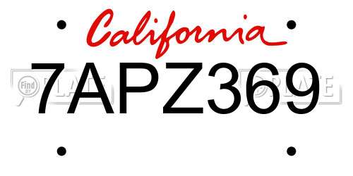 7APZ369 California License Plate