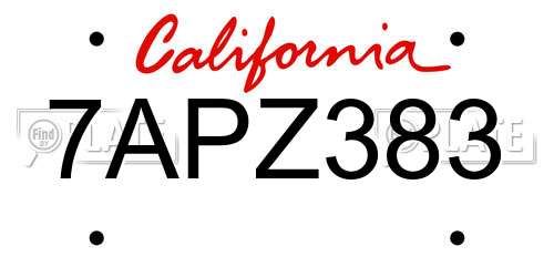 7APZ383 California License Plate