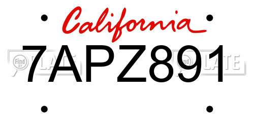 7APZ891 California License Plate