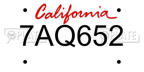7AQ652 California License Plate