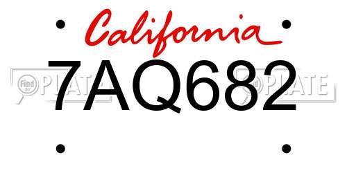 7AQ682 California License Plate