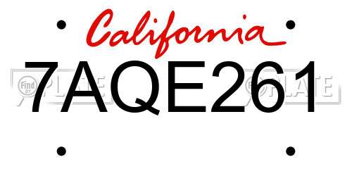 7AQE261 California License Plate