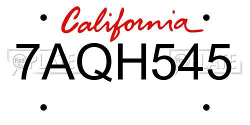 7AQH545 California License Plate