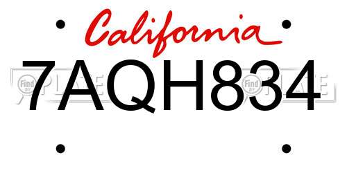 7AQH834 California License Plate