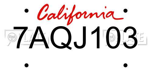 7AQJ103 California License Plate
