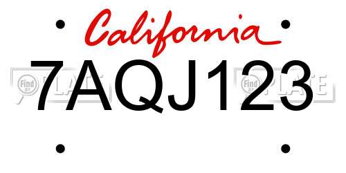 7AQJ123 California License Plate