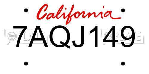 7AQJ149 California License Plate