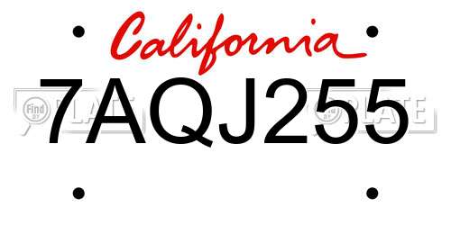 7AQJ255 California License Plate