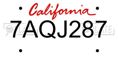 7AQJ287 California License Plate