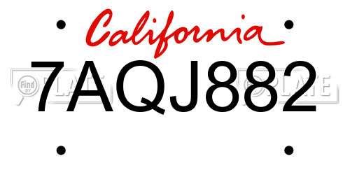 7AQJ882 California License Plate