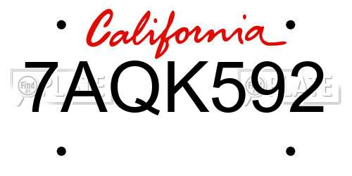 7AQK592 California License Plate