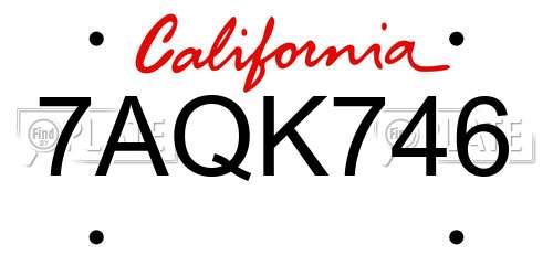 7AQK746 California License Plate