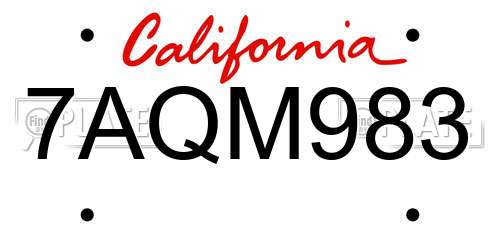 7AQM983 California License Plate
