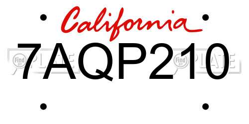 7AQP210 California License Plate