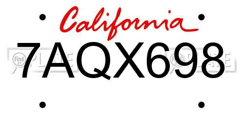 7AQX698 California License Plate