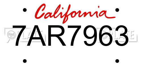7AR7963 California License Plate