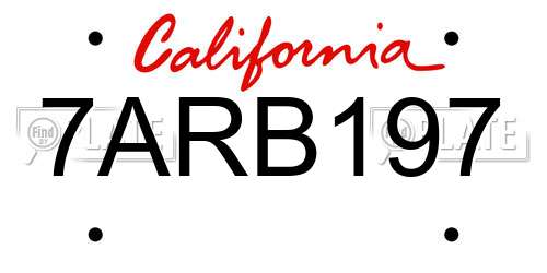 7ARB197 California License Plate