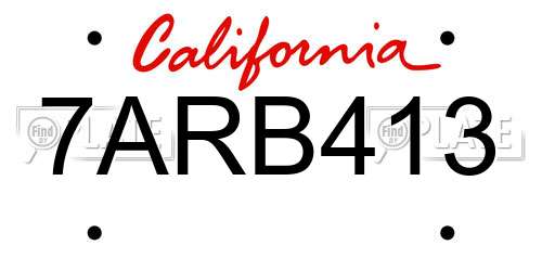 7ARB413 California License Plate