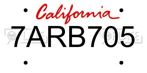 7ARB705 California License Plate