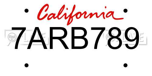 7ARB789 California License Plate