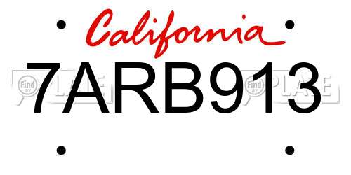 7ARB913 California License Plate