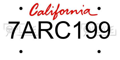 7ARC199 California License Plate