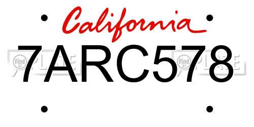 7ARC578 California License Plate