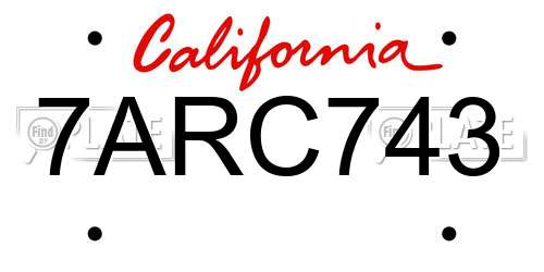 7ARC743 California License Plate