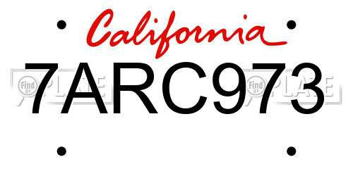 7ARC973 California License Plate