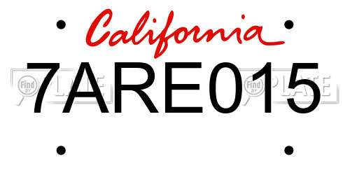7ARE015 California License Plate